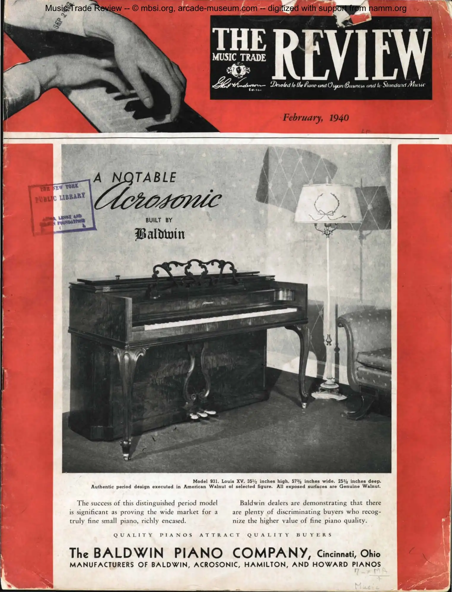 Music Trade Review cover from 1940: A changing marketplace